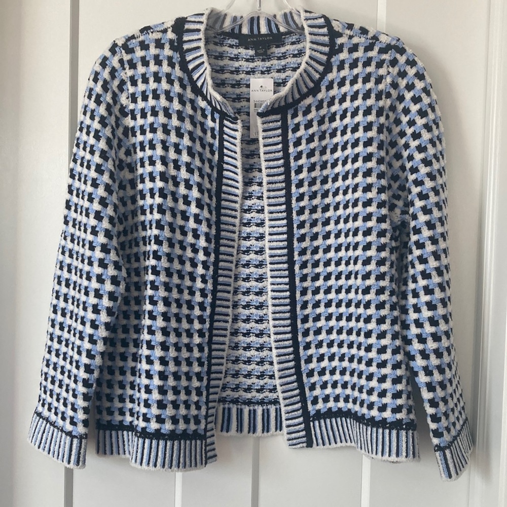 Beautiful Open Cardigan, size-M,wbite/blue/black colors